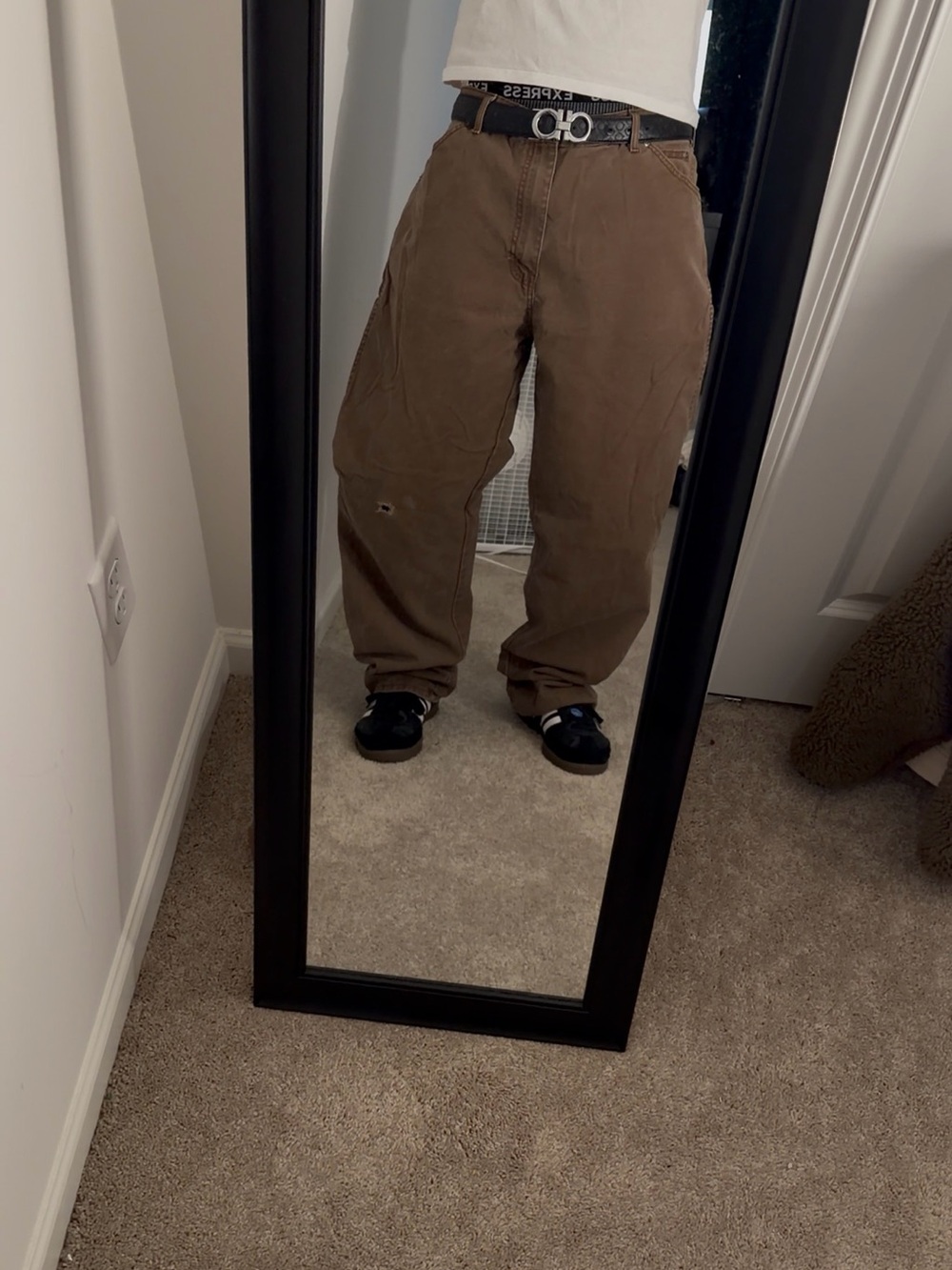 Brown distressed baggy Men’s Pants - Casual Utility Style